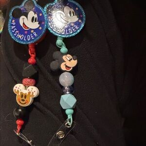 Mickey Mouse Kids Lanyard with Beads - Blue and Red